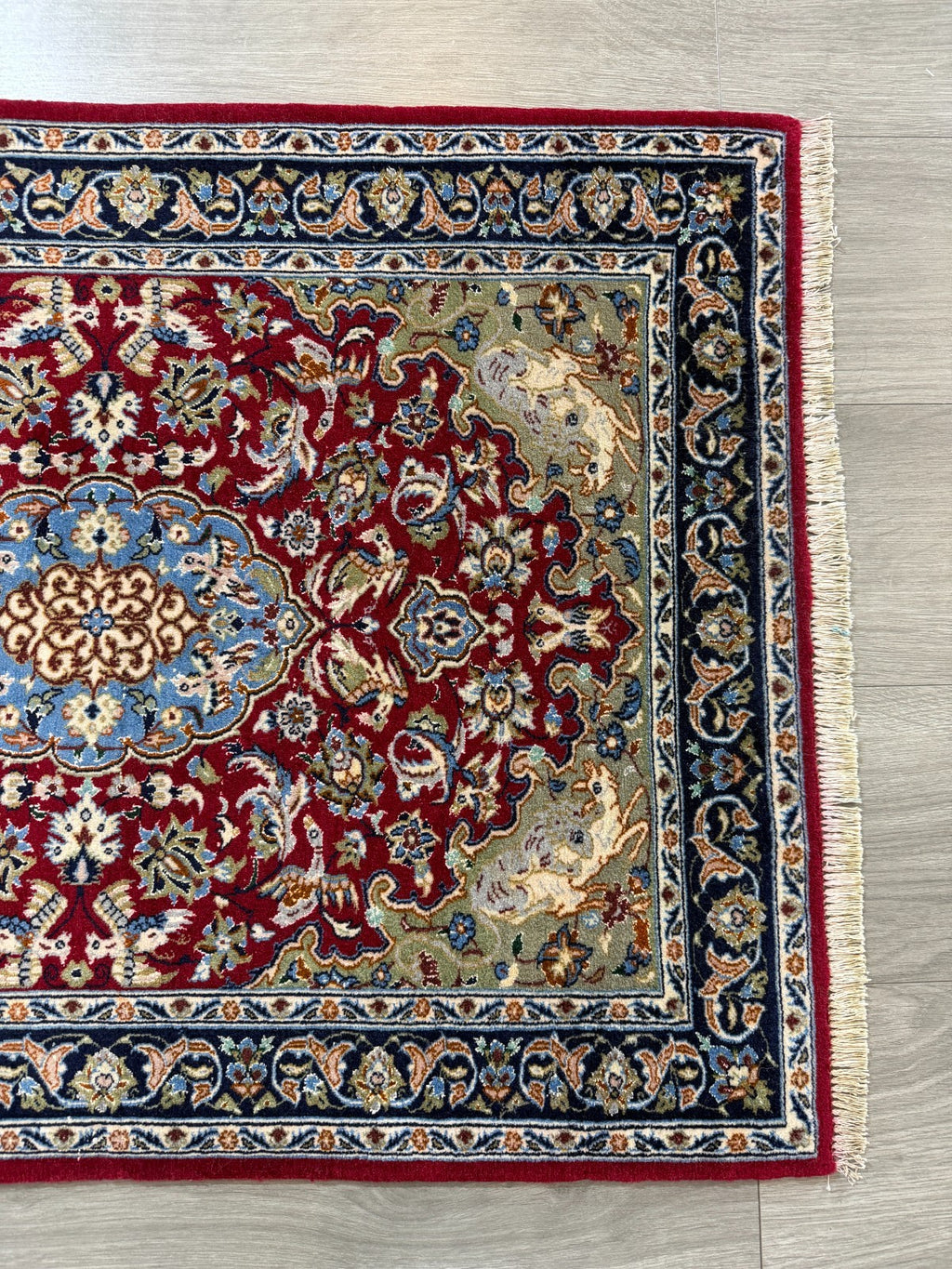 Isfahan mit SEIDE GEREINIGT Orientteppich Perserteppich 98 cm x 71 cm G0269