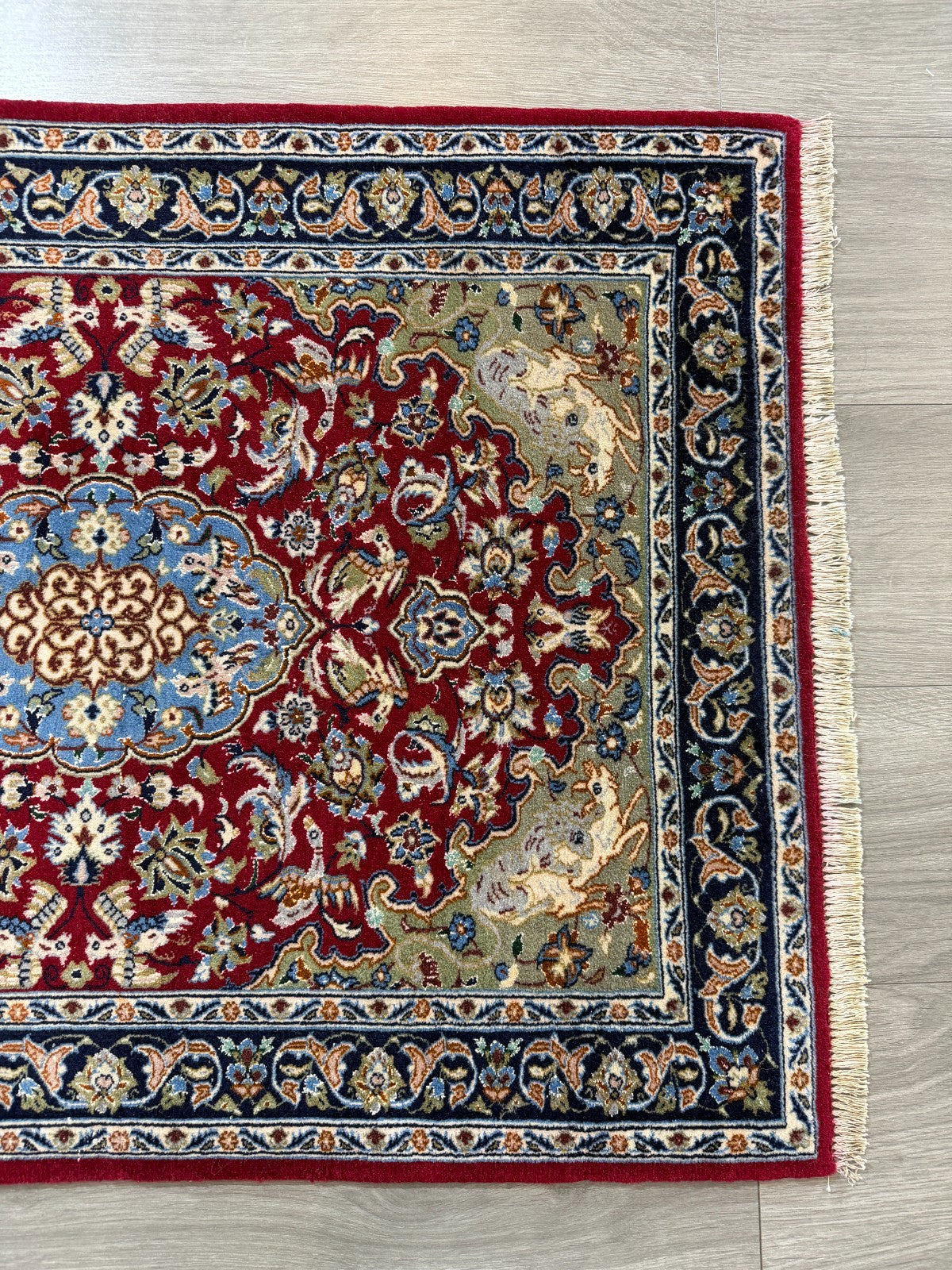 Isfahan mit SEIDE GEREINIGT Orientteppich Perserteppich 98 cm x 71 cm G0269