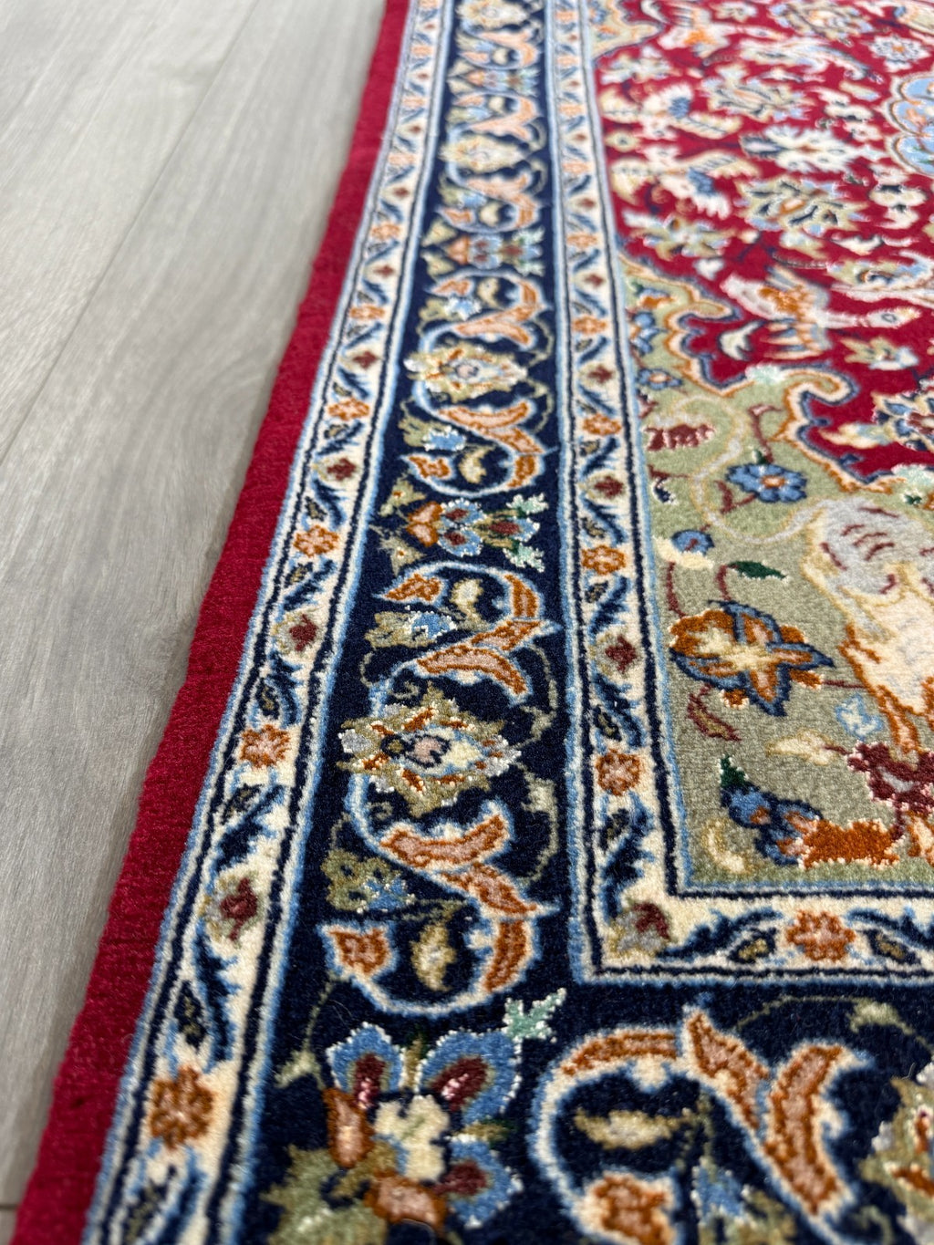 Isfahan mit SEIDE GEREINIGT Orientteppich Perserteppich 98 cm x 71 cm G0269