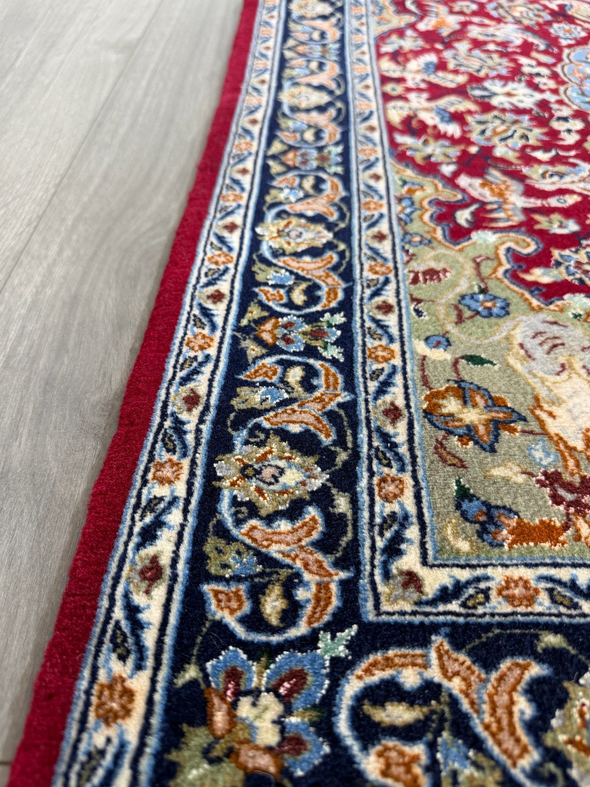 Isfahan mit SEIDE GEREINIGT Orientteppich Perserteppich 98 cm x 71 cm G0269