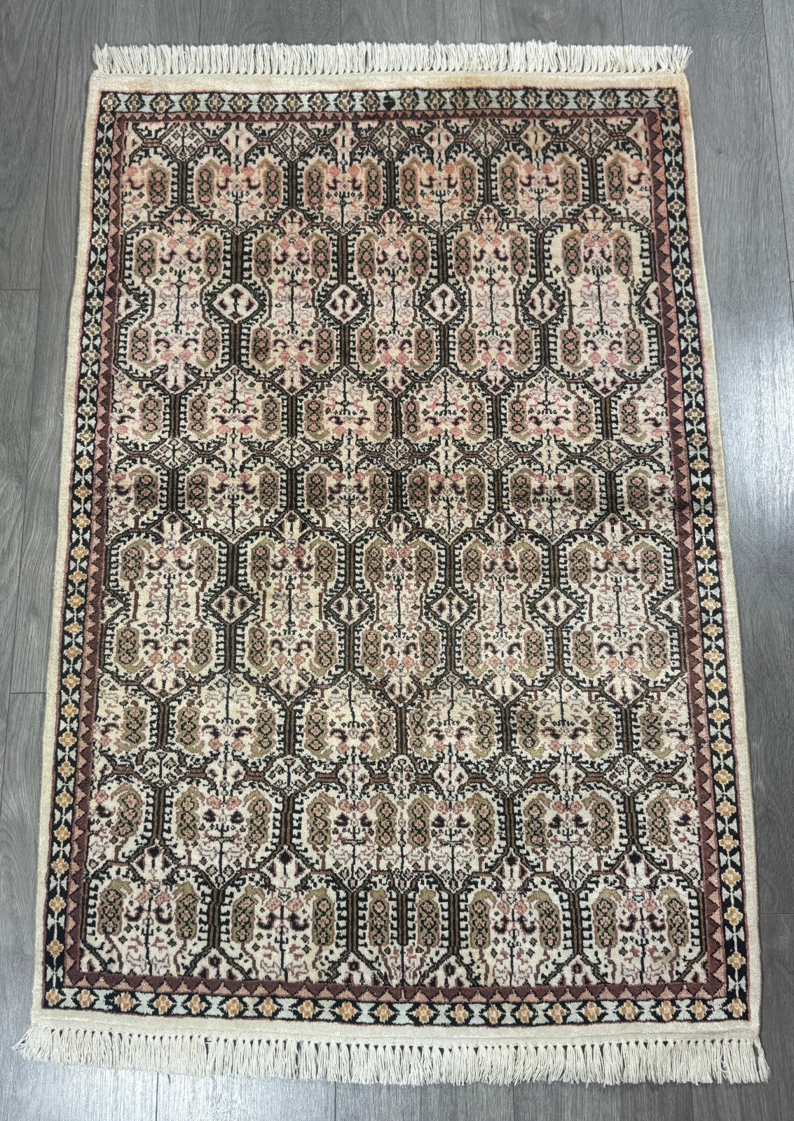 Kaschmir SEIDE GEREINIGT Orientteppich Perserteppich  Teppich 121cm x81cm G0187