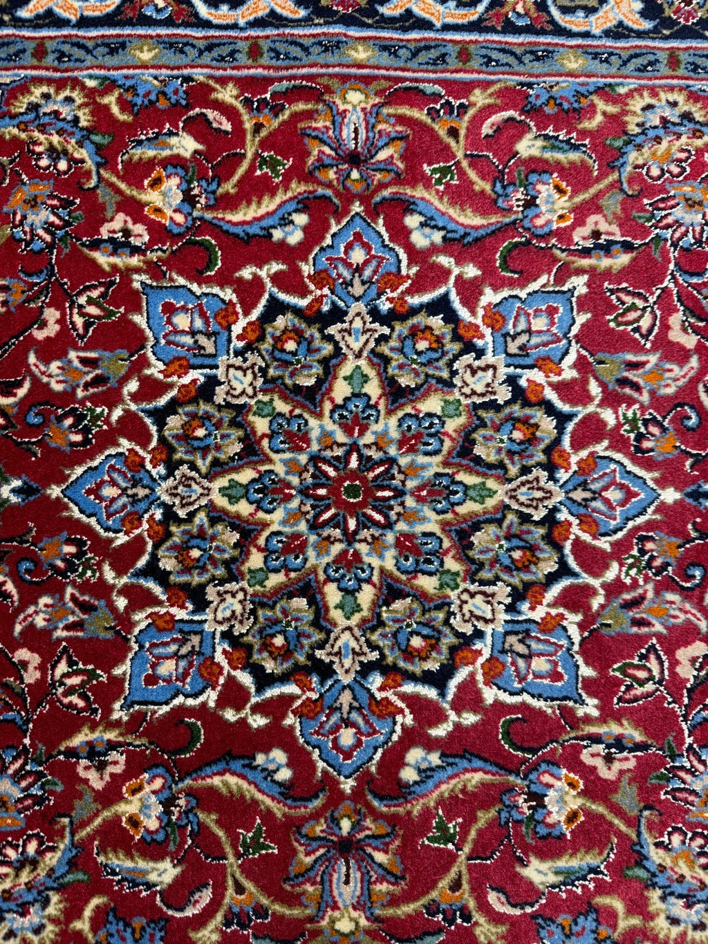 Isfahan mit SEIDE GEREINIGT Orientteppich Perserteppich 105 cm x 72 cm G0267