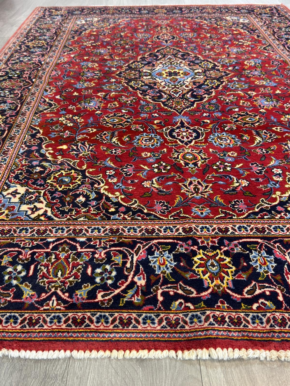 Schöner Keshan GEREINIGT Orientteppich Perserteppich 215cm x 140cm G0300