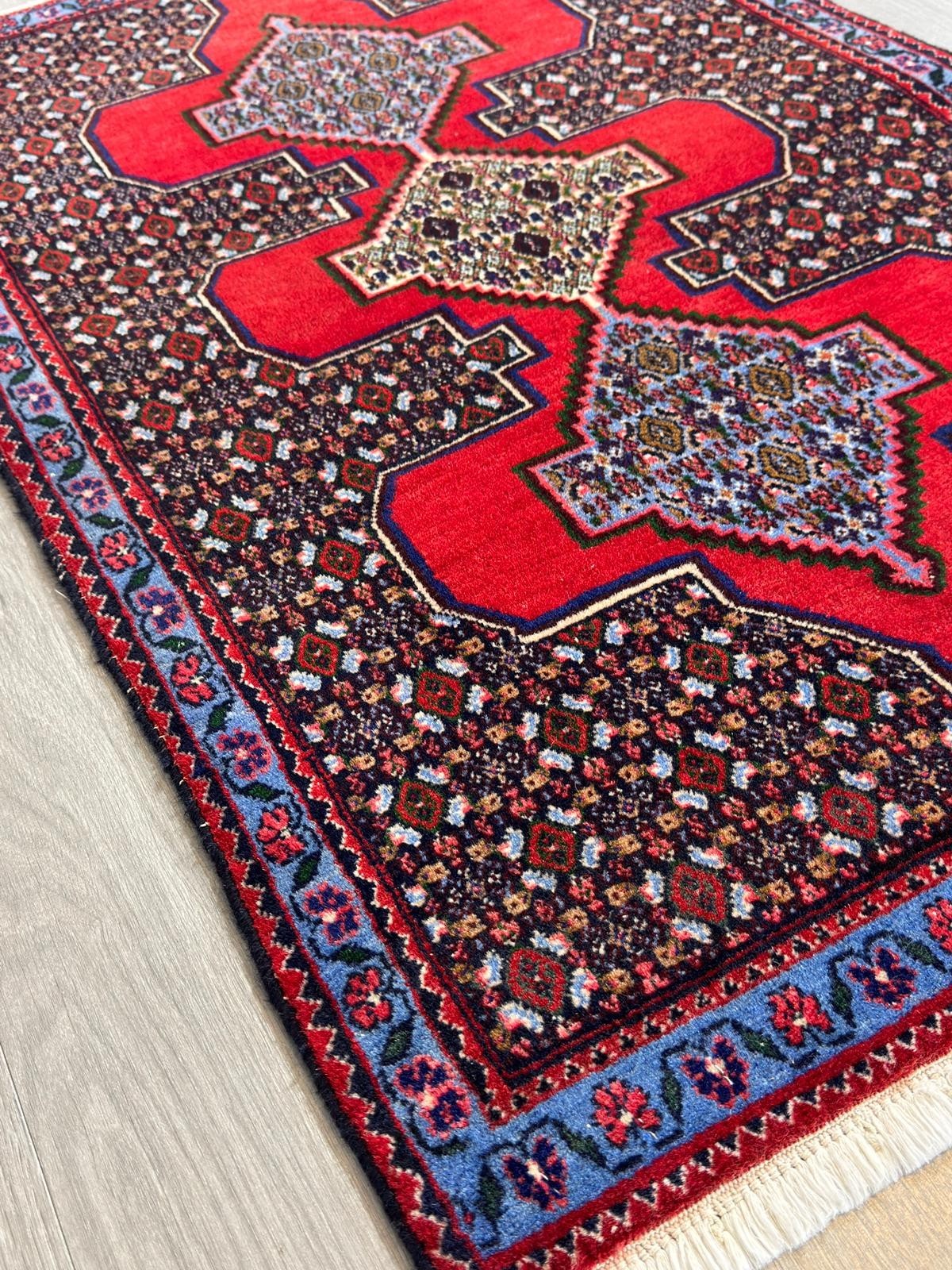 Schöner Senneh GEREINIGT Orientteppich Perserteppich 115cm x 75cm G0301