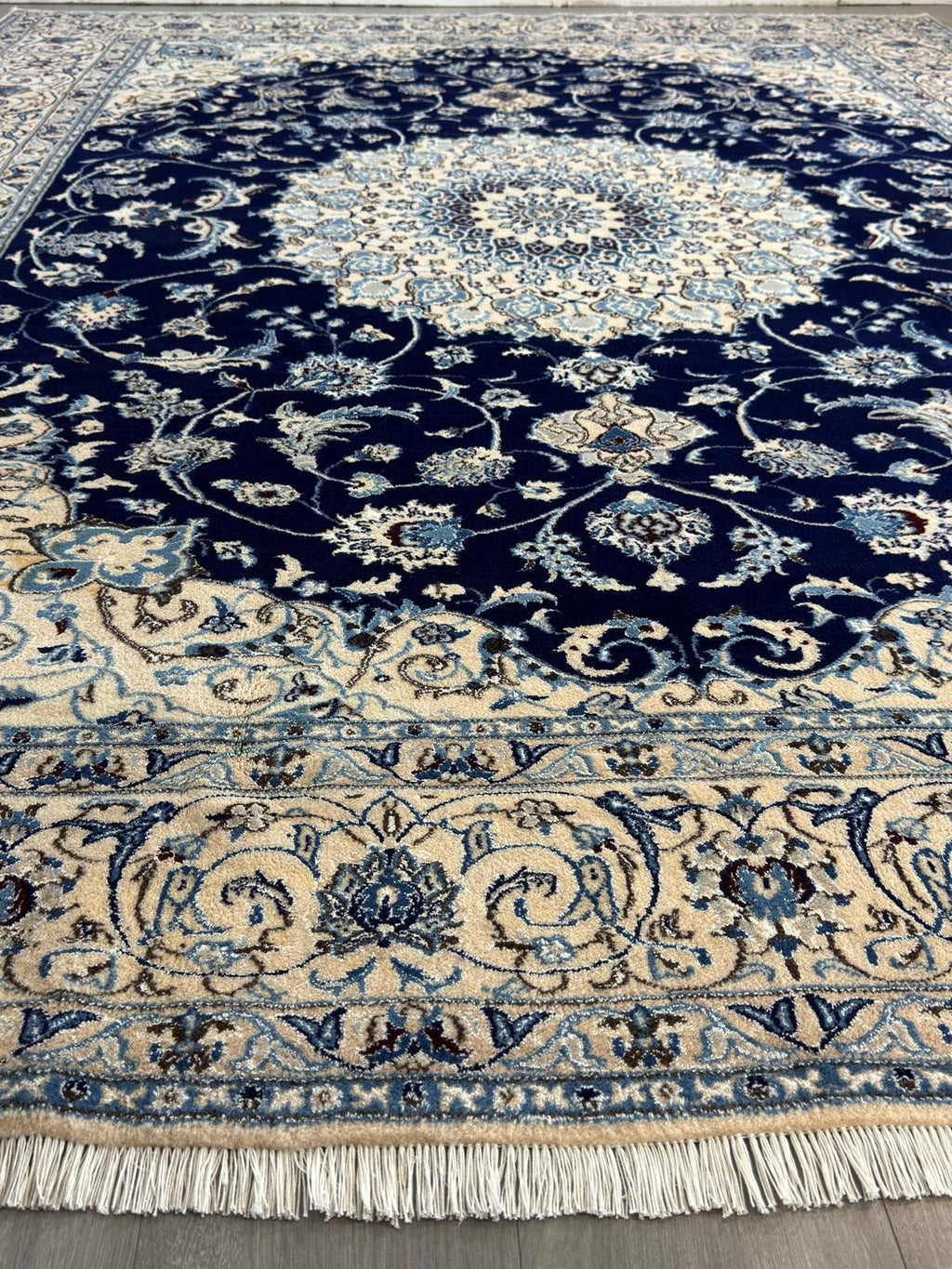 Nain Fein mit SEIDE GEREINIGT Orientteppich Perserteppich 337cmx243cm G0249