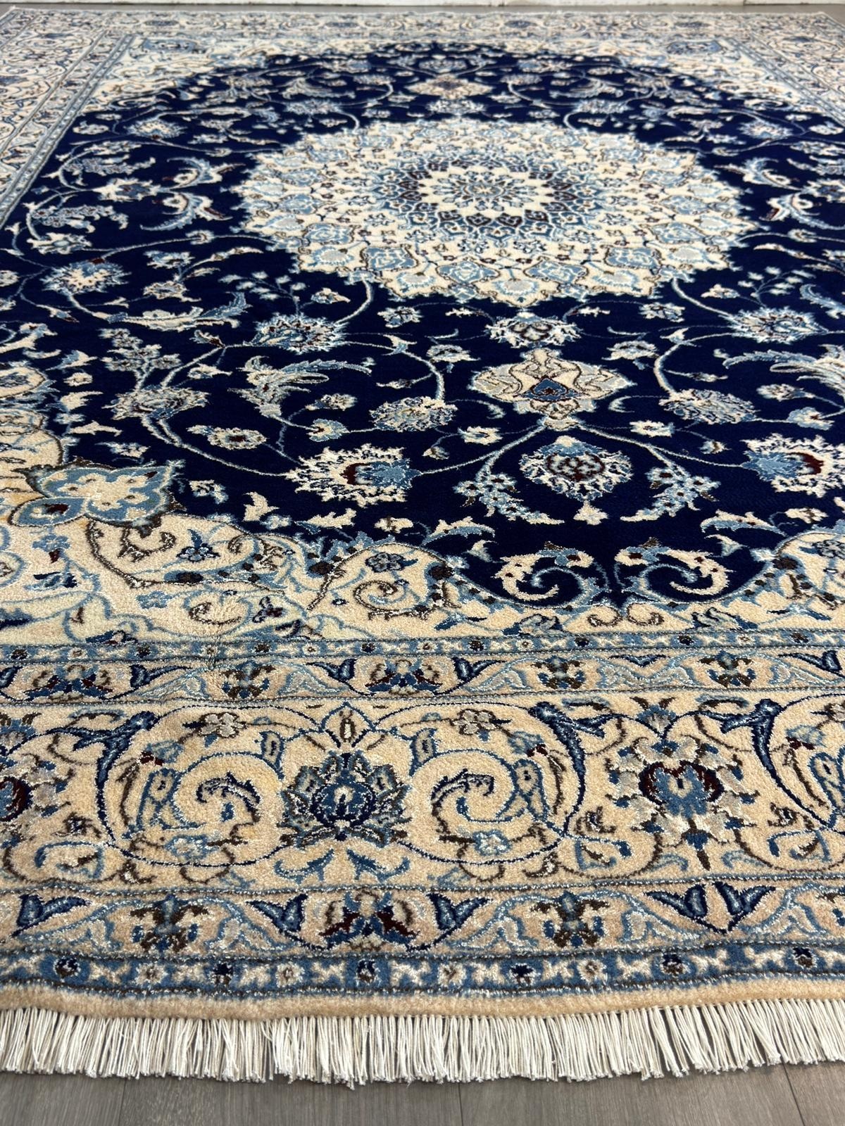 Nain Fein mit SEIDE GEREINIGT Orientteppich Perserteppich 337cmx243cm G0249