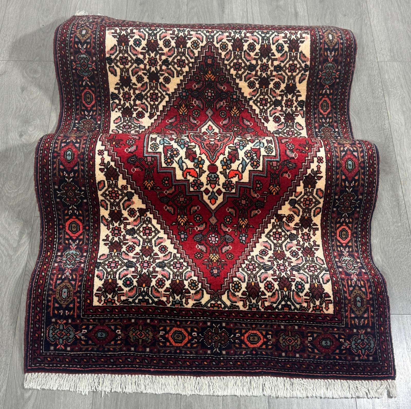 Schöner Senneh GEREINIGT Orientteppich Perserteppich Teppich 123cmx83cm G1083