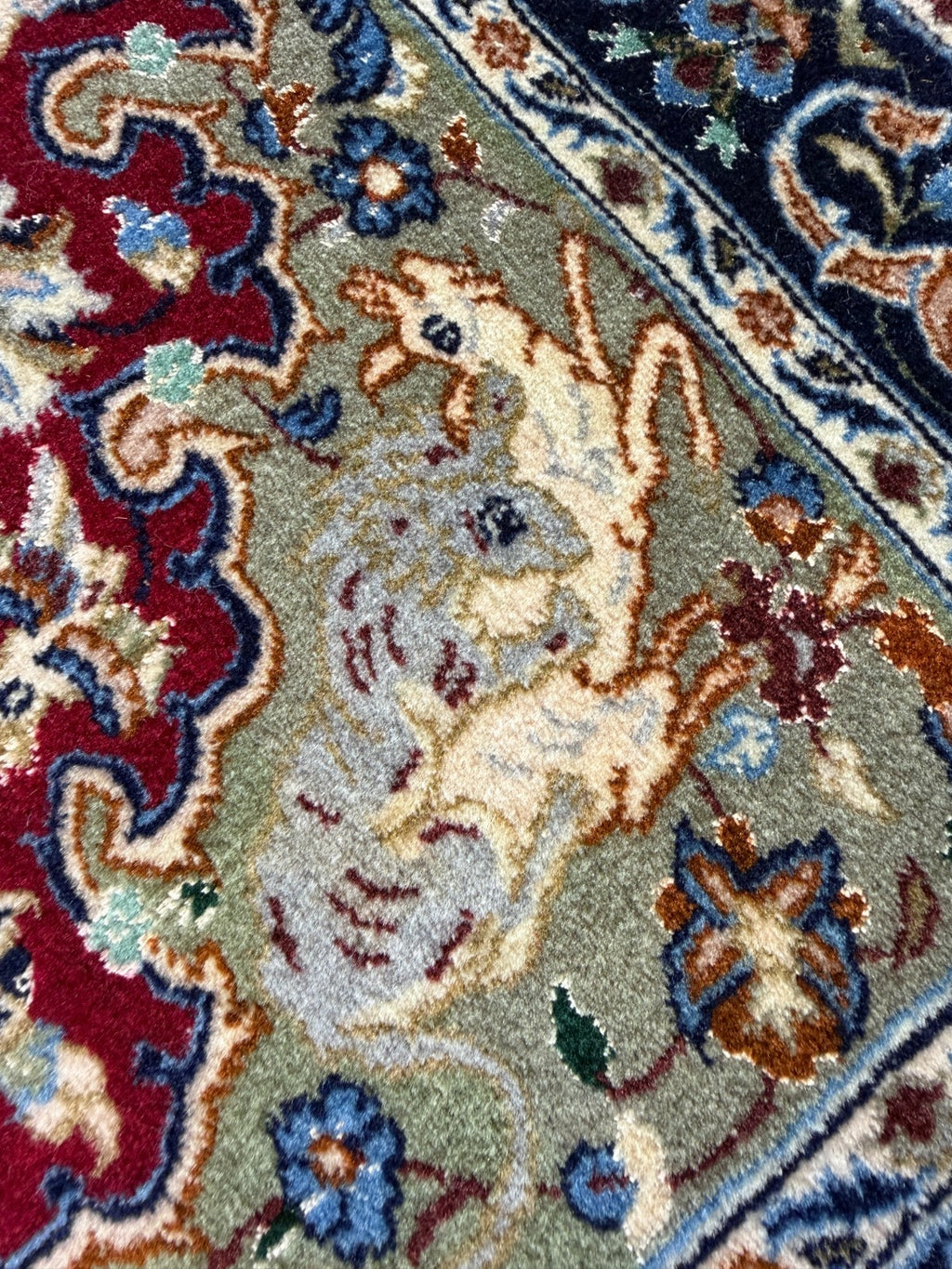 Isfahan mit SEIDE GEREINIGT Orientteppich Perserteppich 98 cm x 71 cm G0269