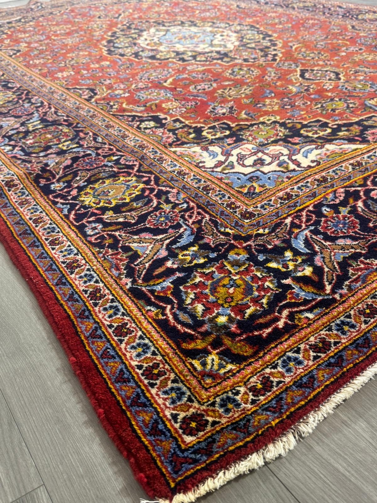 Schöner Keshan Gereinigt Orientteppich Perserteppich  Teppich 309cm x210cm G0288