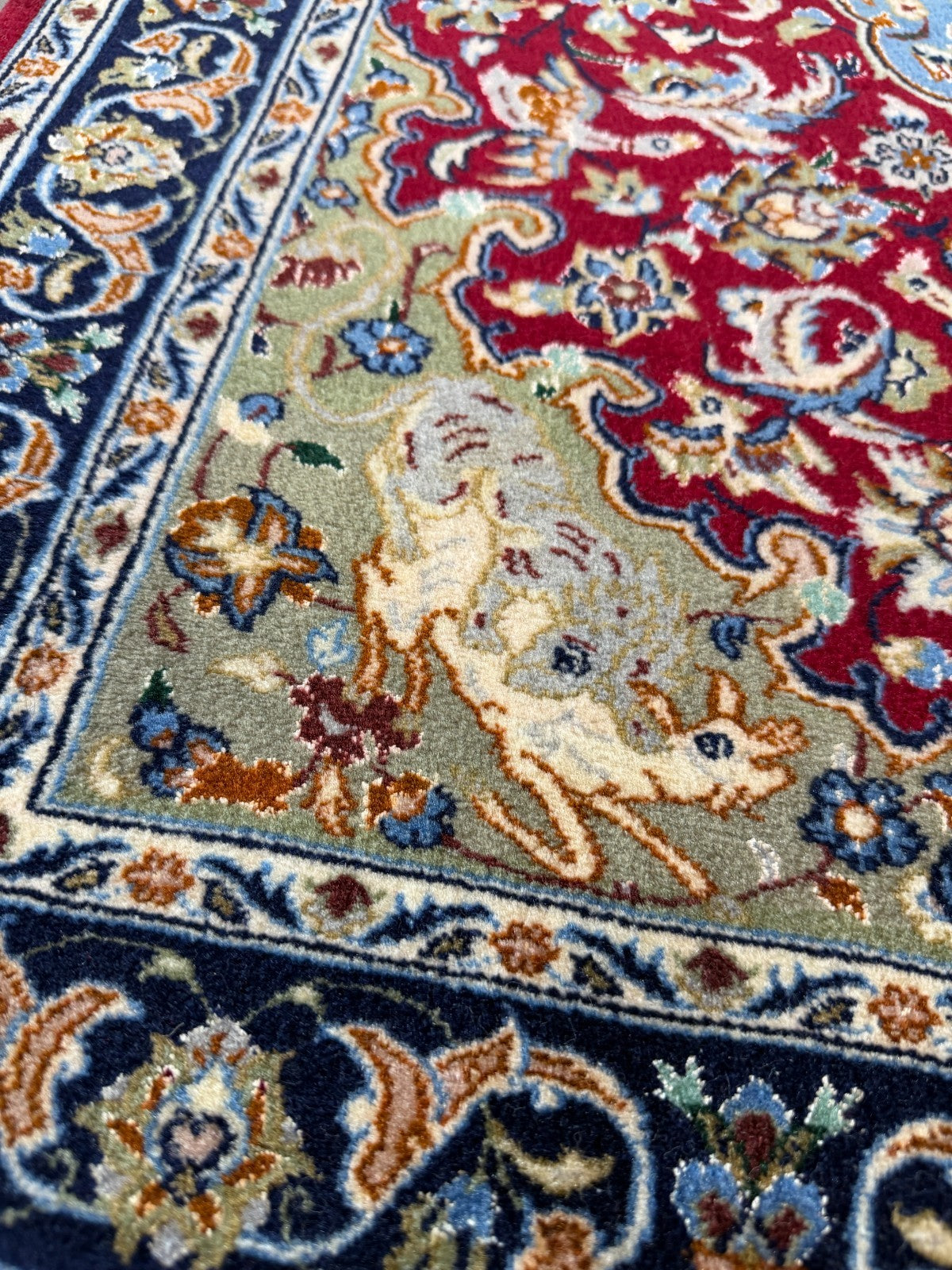 Isfahan mit SEIDE GEREINIGT Orientteppich Perserteppich 98 cm x 71 cm G0269