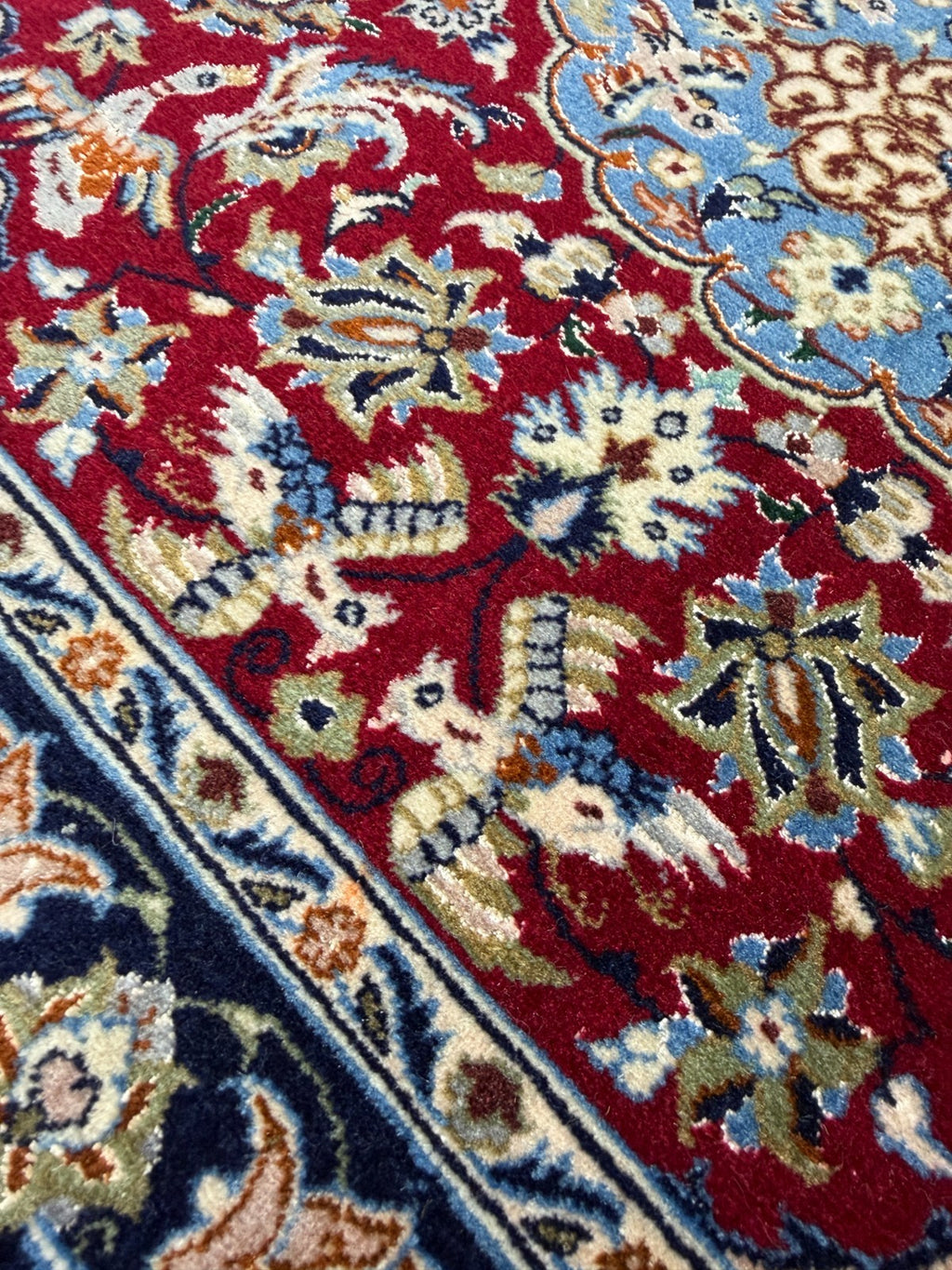 Isfahan mit SEIDE GEREINIGT Orientteppich Perserteppich 98 cm x 71 cm G0269