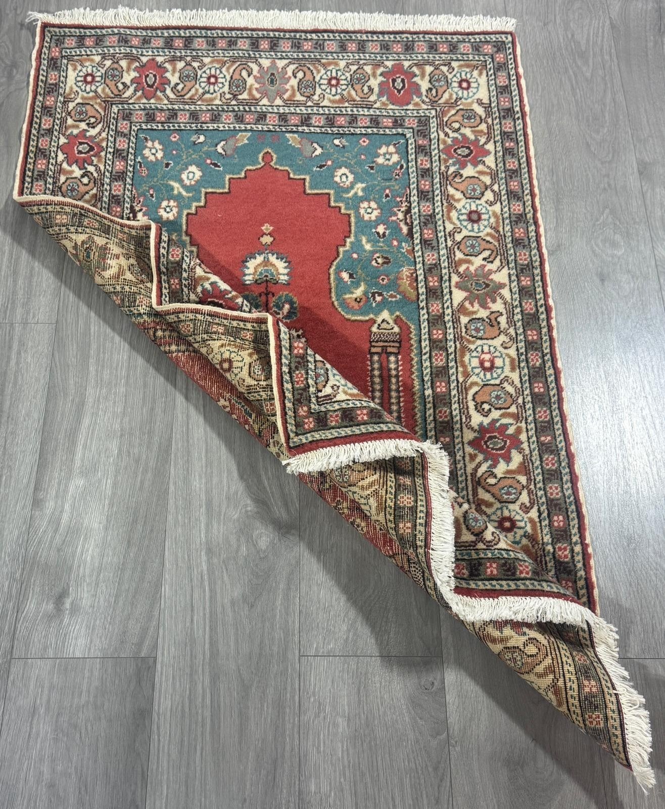 Kayseri Gebets Teppich GEREINIGT Orientteppich Perserteppich 132cmx88cm G0200