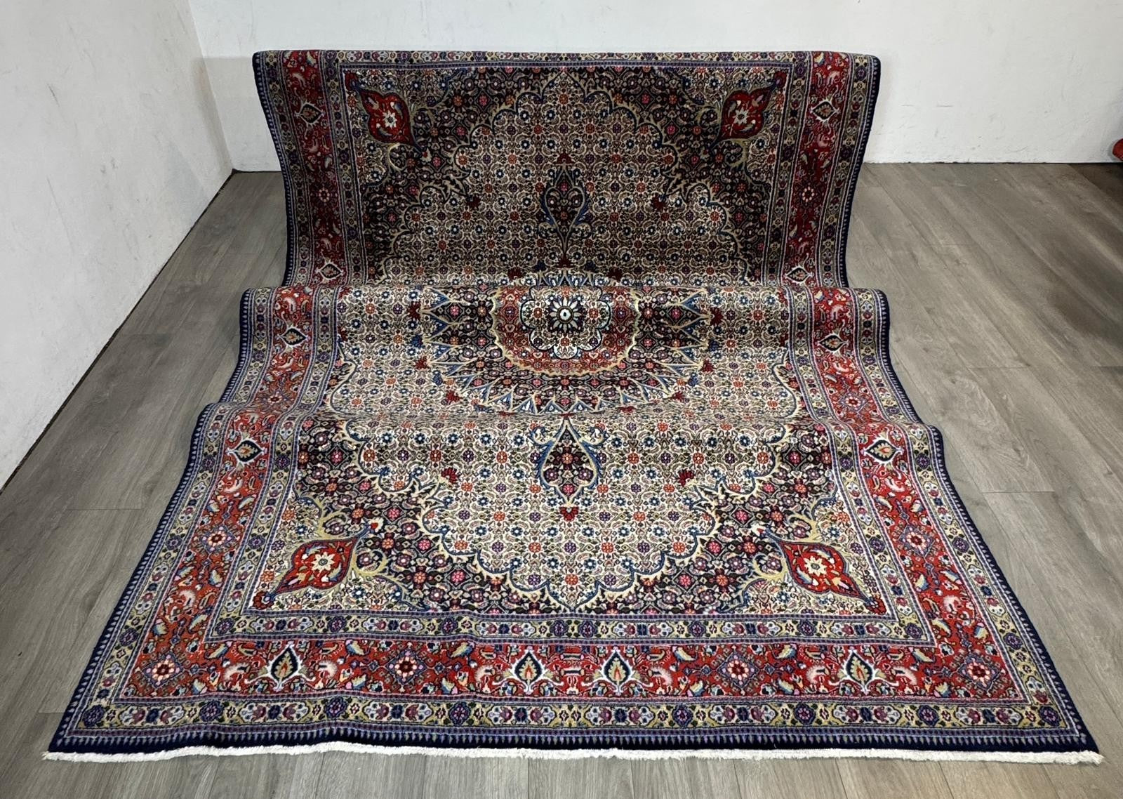 Schöner Moud mit Seide GEREINIGT Orientteppich Perserteppich 288cmx199cm G0257