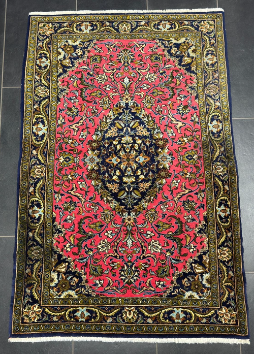 Ghom mit Seide GEREINIGT  128 cm x 85 cm Orientteppich Perserteppich G0328