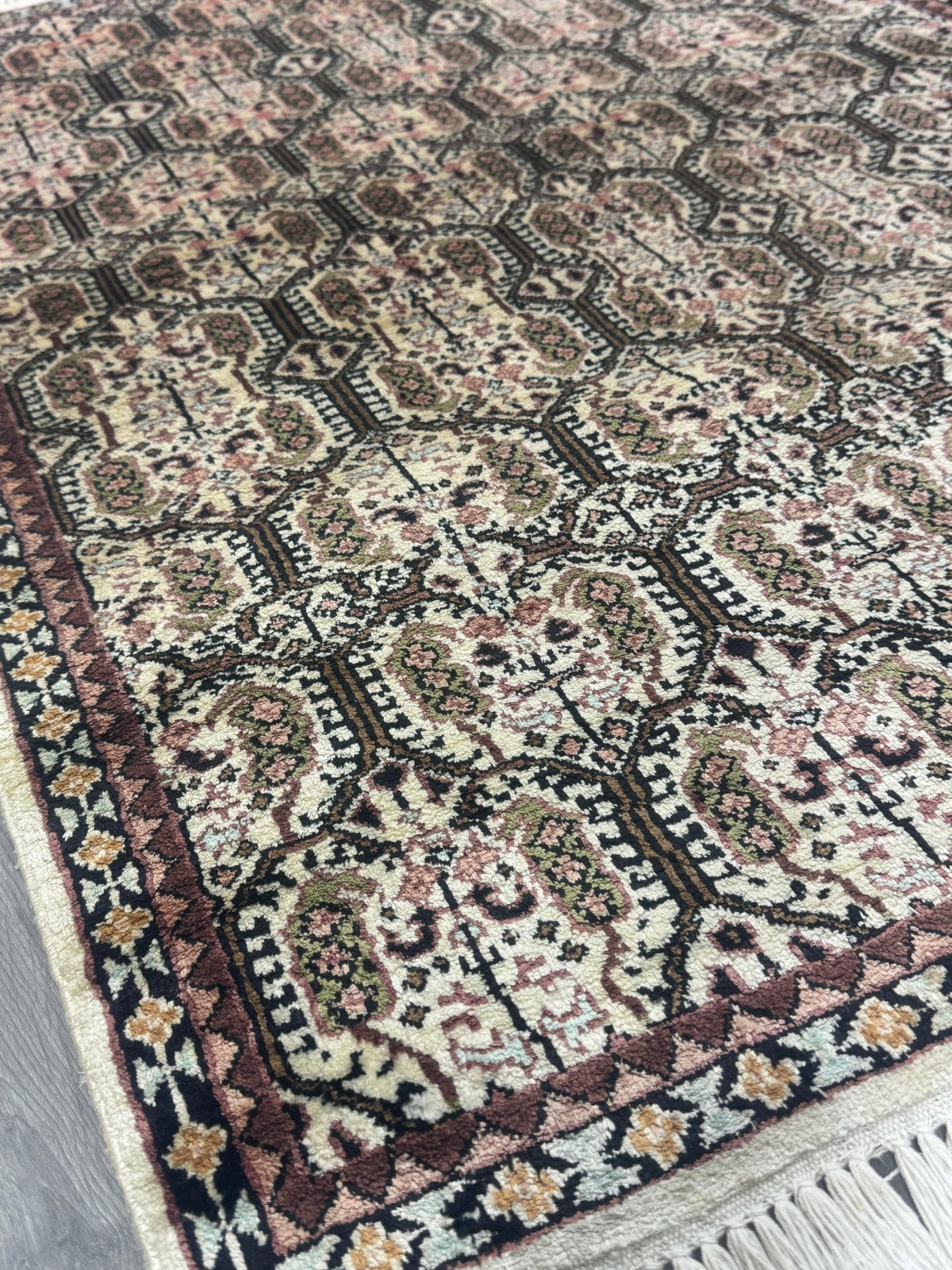 Kaschmir SEIDE GEREINIGT Orientteppich Perserteppich  Teppich 121cm x81cm G0187