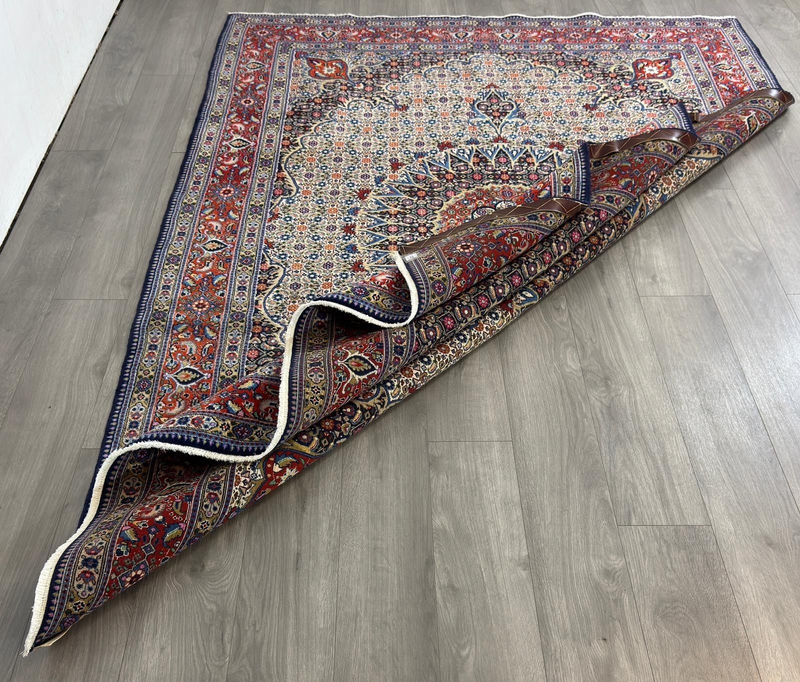 Schöner Moud mit Seide GEREINIGT Orientteppich Perserteppich 288cmx199cm G0257