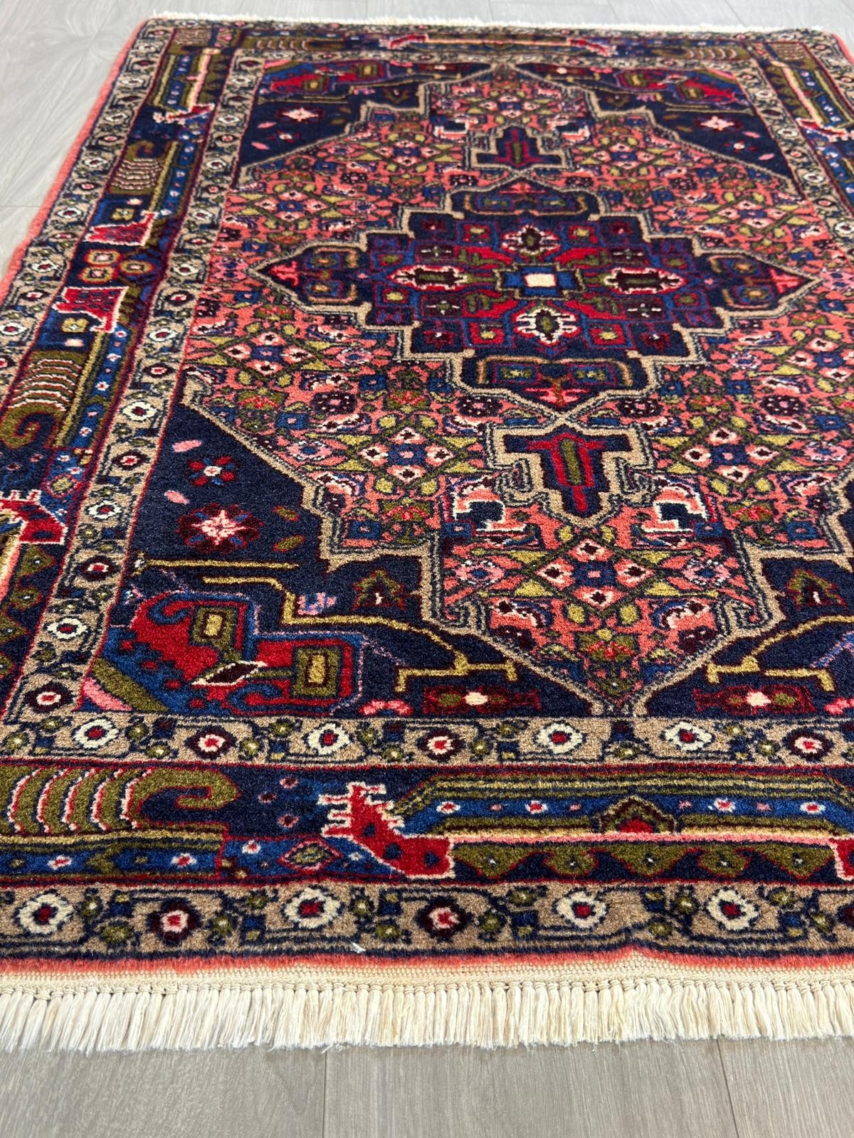 Vintage Malayer GEREINIGT Orientteppich Perserteppich 150 cm x 100  cm G0298