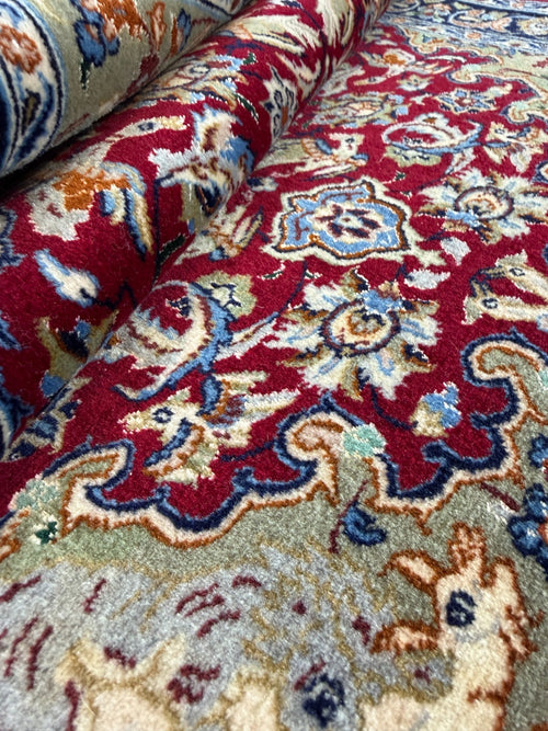 Isfahan mit SEIDE GEREINIGT Orientteppich Perserteppich 98 cm x 71 cm G0269