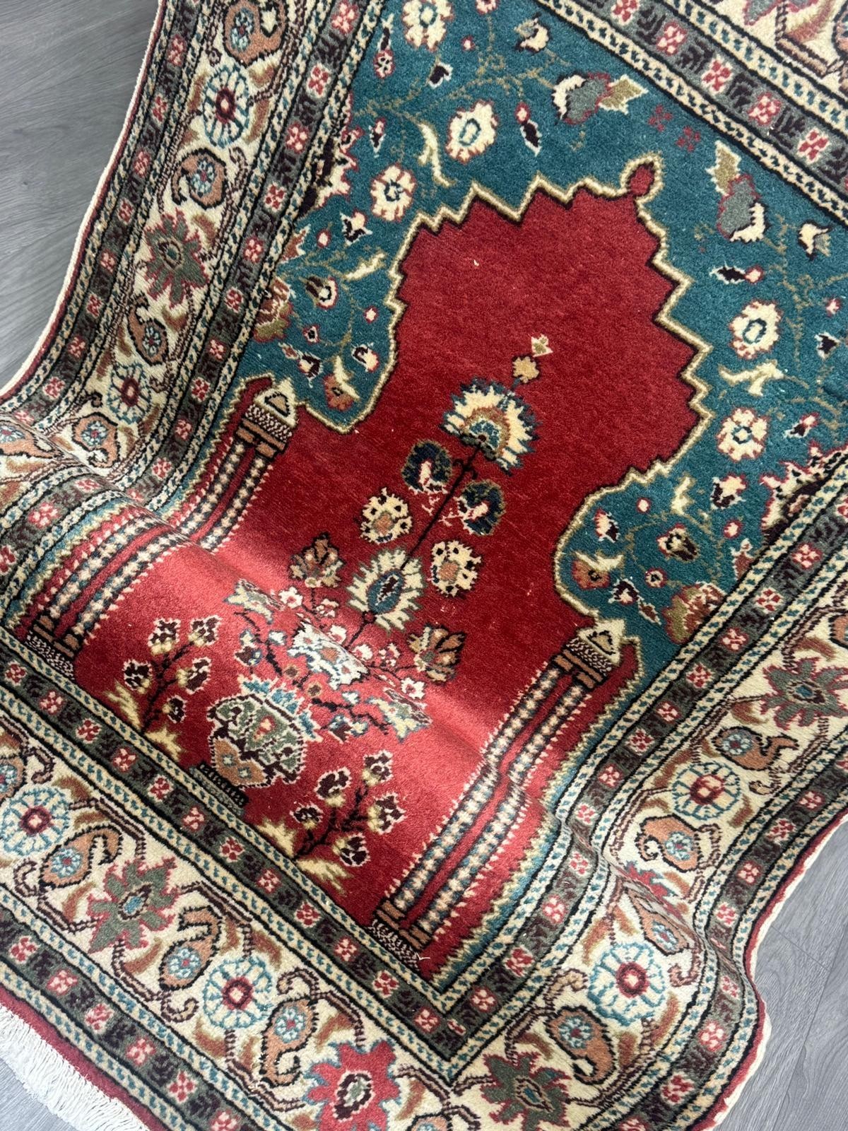 Kayseri Gebets Teppich GEREINIGT Orientteppich Perserteppich 132cmx88cm G0200