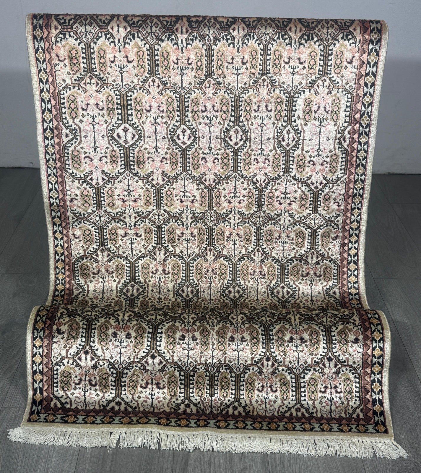 Kaschmir SEIDE GEREINIGT Orientteppich Perserteppich  Teppich 121cm x81cm G0187