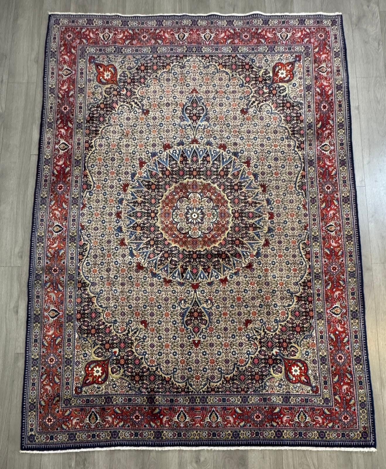 Schöner Moud mit Seide GEREINIGT Orientteppich Perserteppich 288cmx199cm G0257