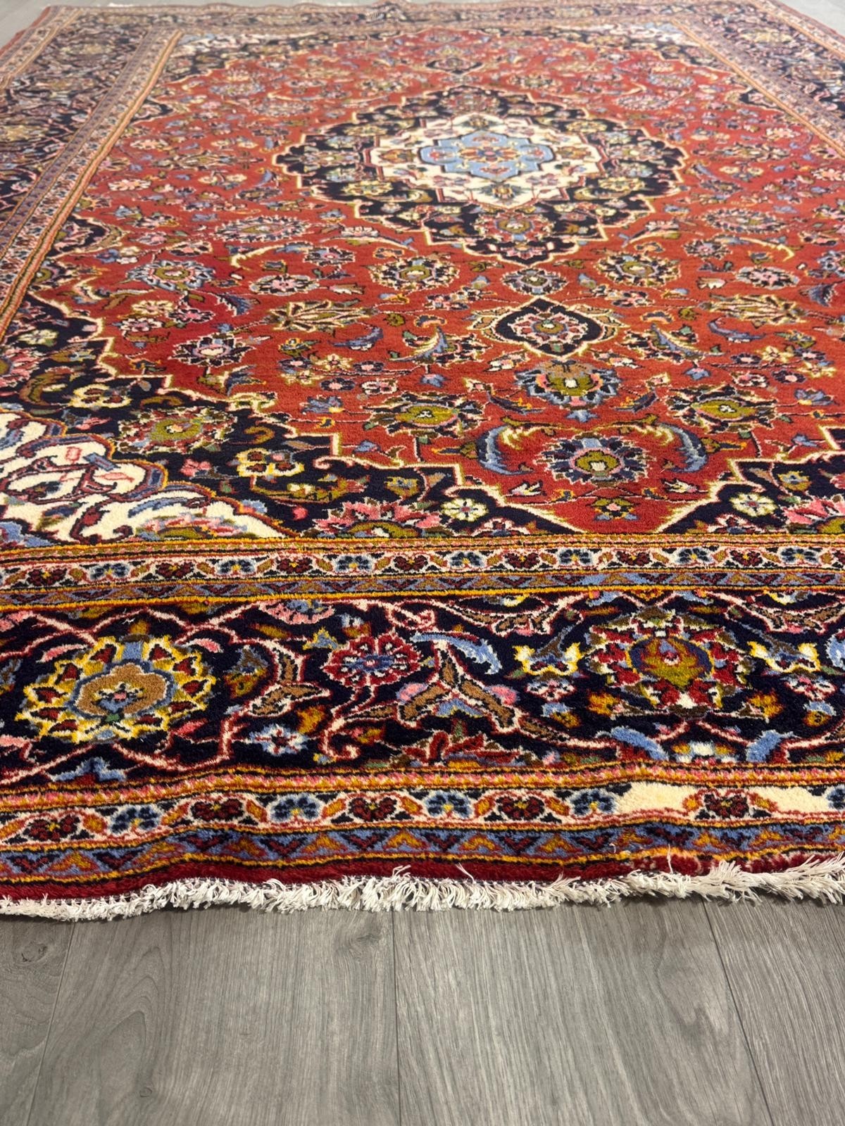 Schöner Keshan Gereinigt Orientteppich Perserteppich  Teppich 309cm x210cm G0288