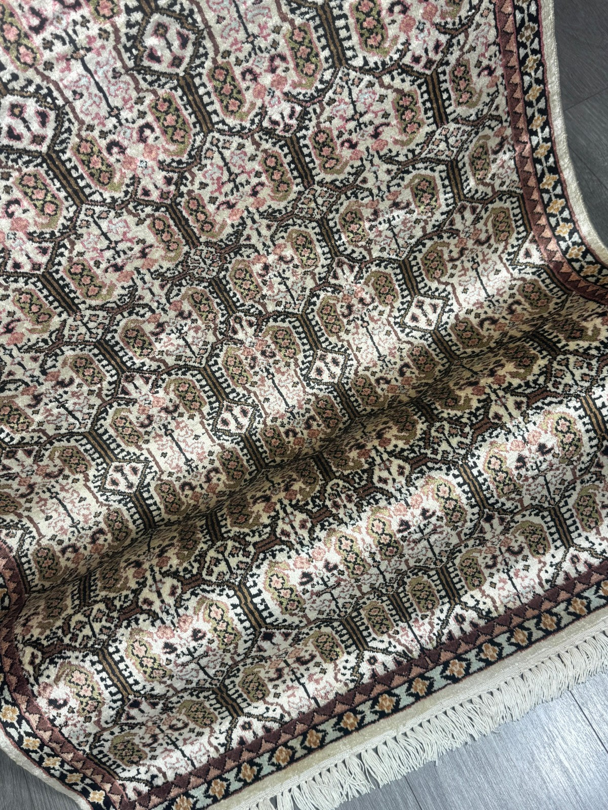 Kaschmir SEIDE GEREINIGT Orientteppich Perserteppich  Teppich 121cm x81cm G0187