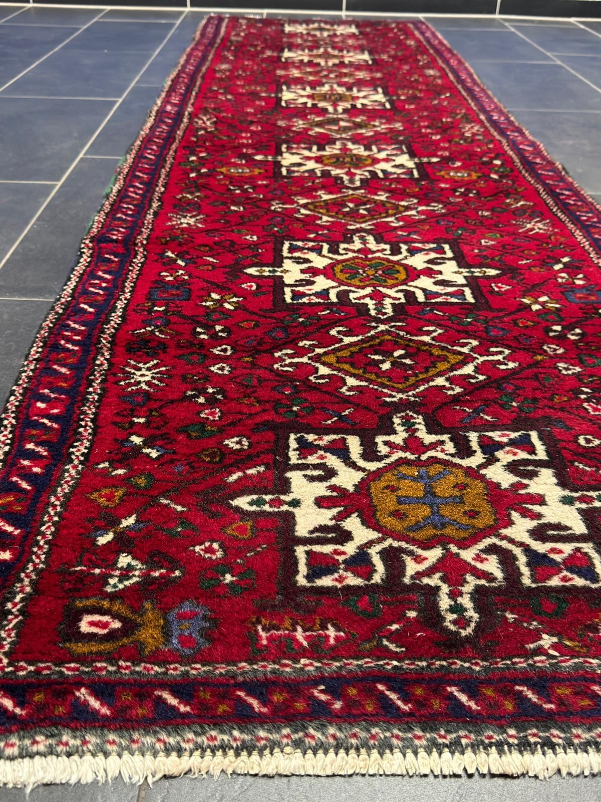 Vintage Heriz GEREINIGT Orientteppich Perserteppich 292cm x 81cm G0292