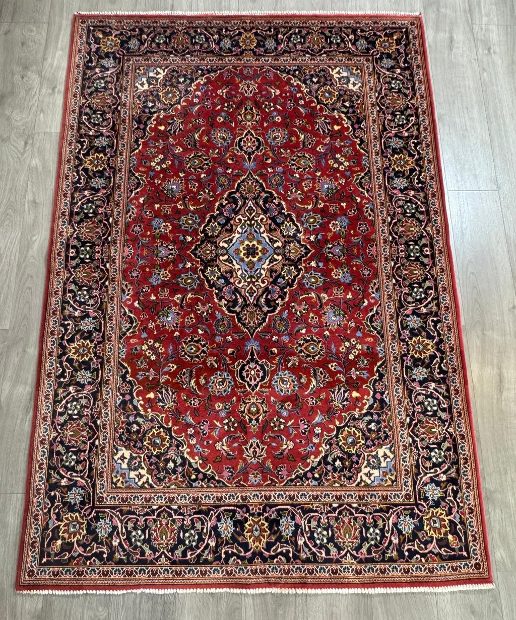 Schöner Keshan GEREINIGT Orientteppich Perserteppich 215cm x 140cm G0300