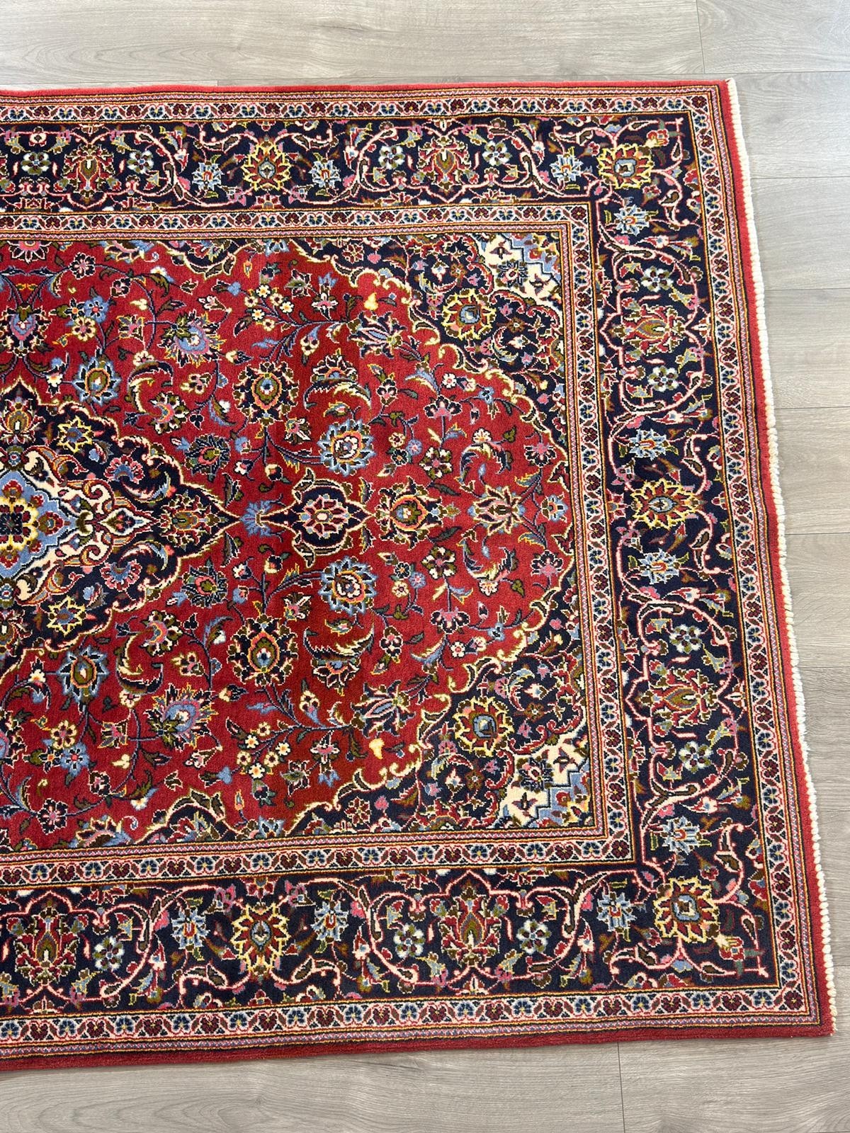 Schöner Keshan GEREINIGT Orientteppich Perserteppich 215cm x 140cm G0300