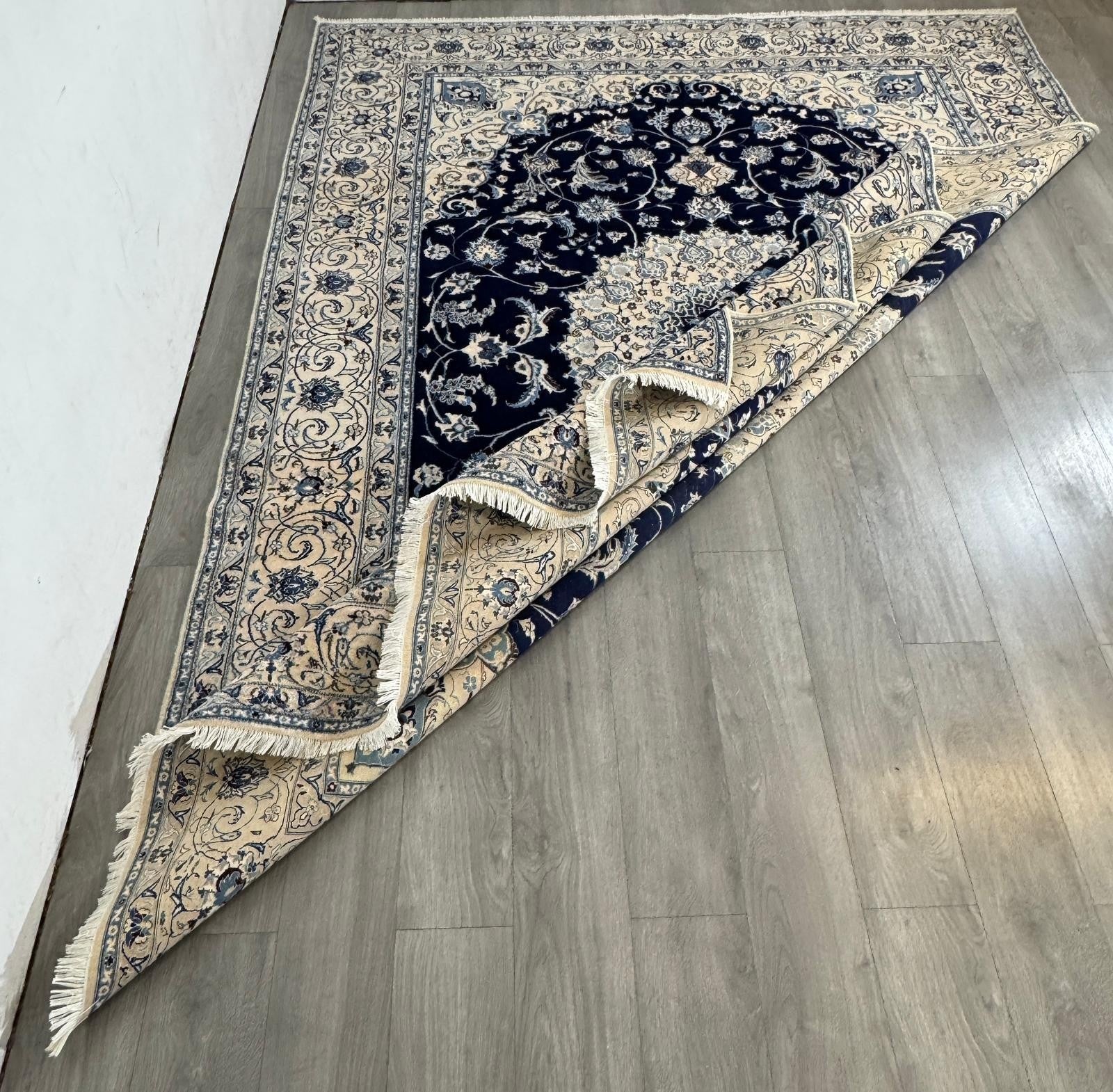 Nain Fein mit SEIDE GEREINIGT Orientteppich Perserteppich 337cmx243cm G0249