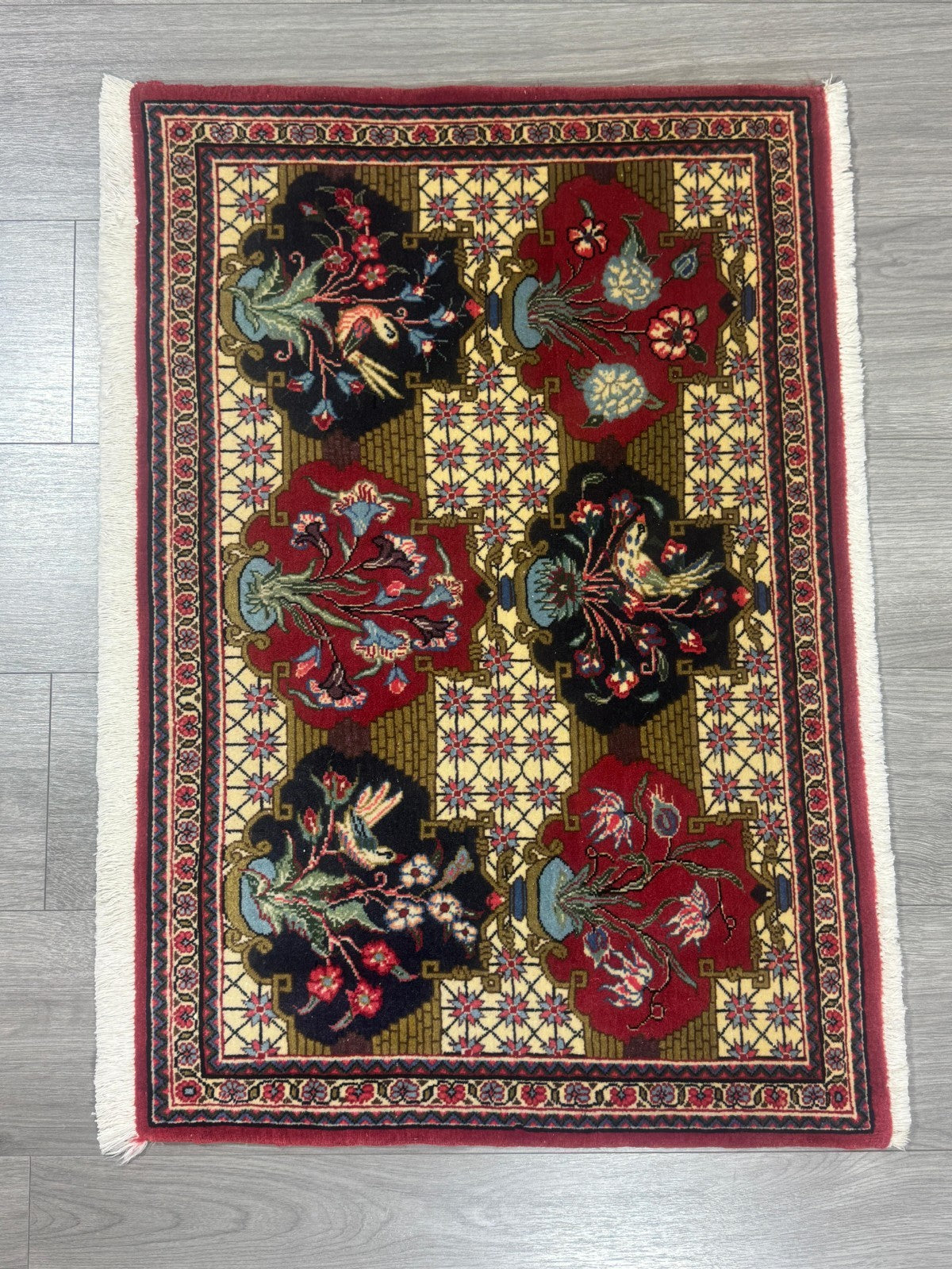 Feiner Täbriz GEREINIGT Orientteppich Perserteppich Teppich 87cmx63cm G0179