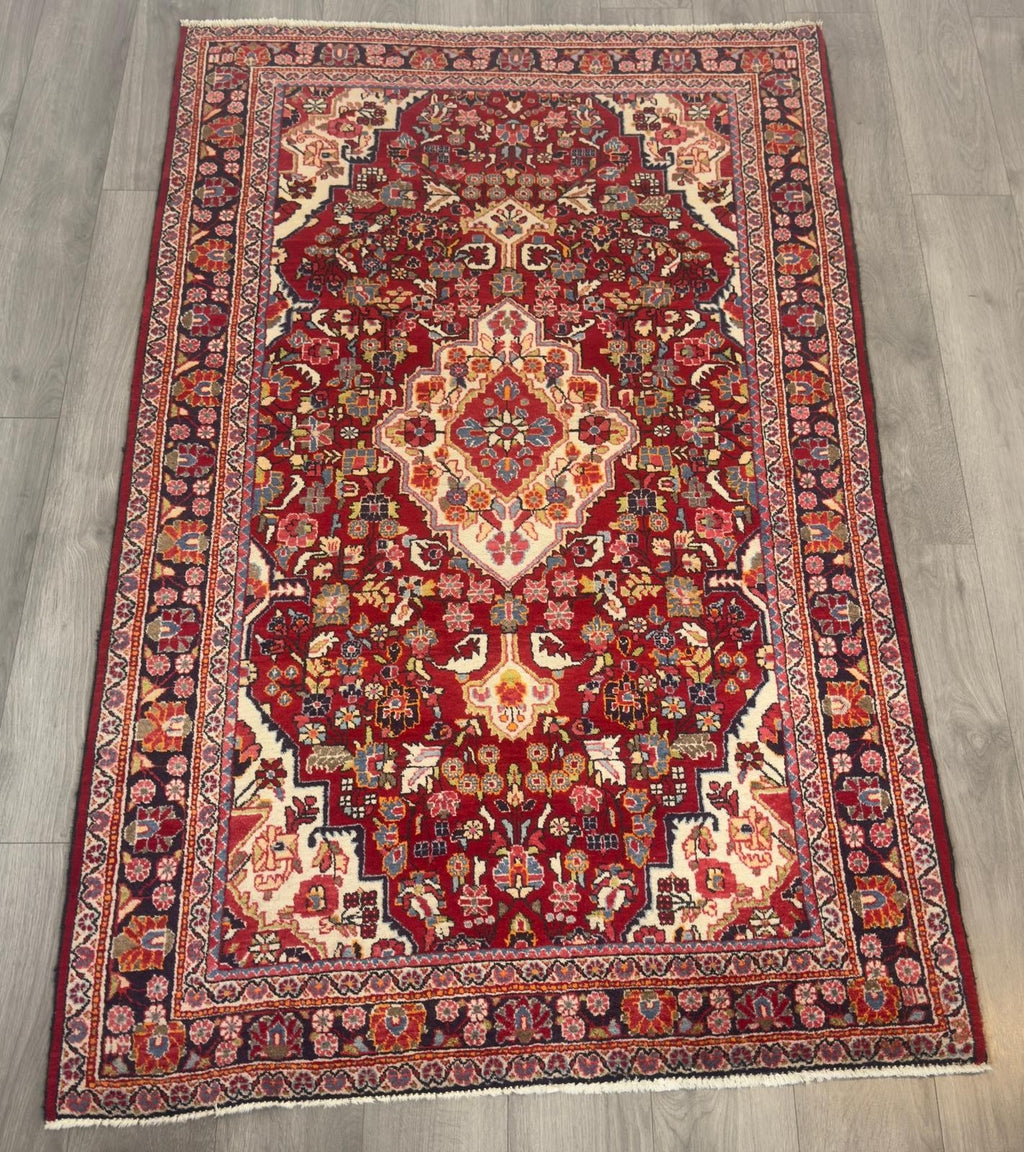 Blumen Sarough GEREINIGT Orientteppich Perserteppich Teppich 208cm x 127cm G0224