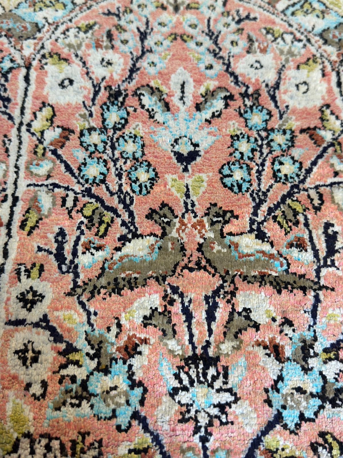 Echter Ghom Seide GEREINIGT Orientteppich Perserteppich 84cmx55cm G0261