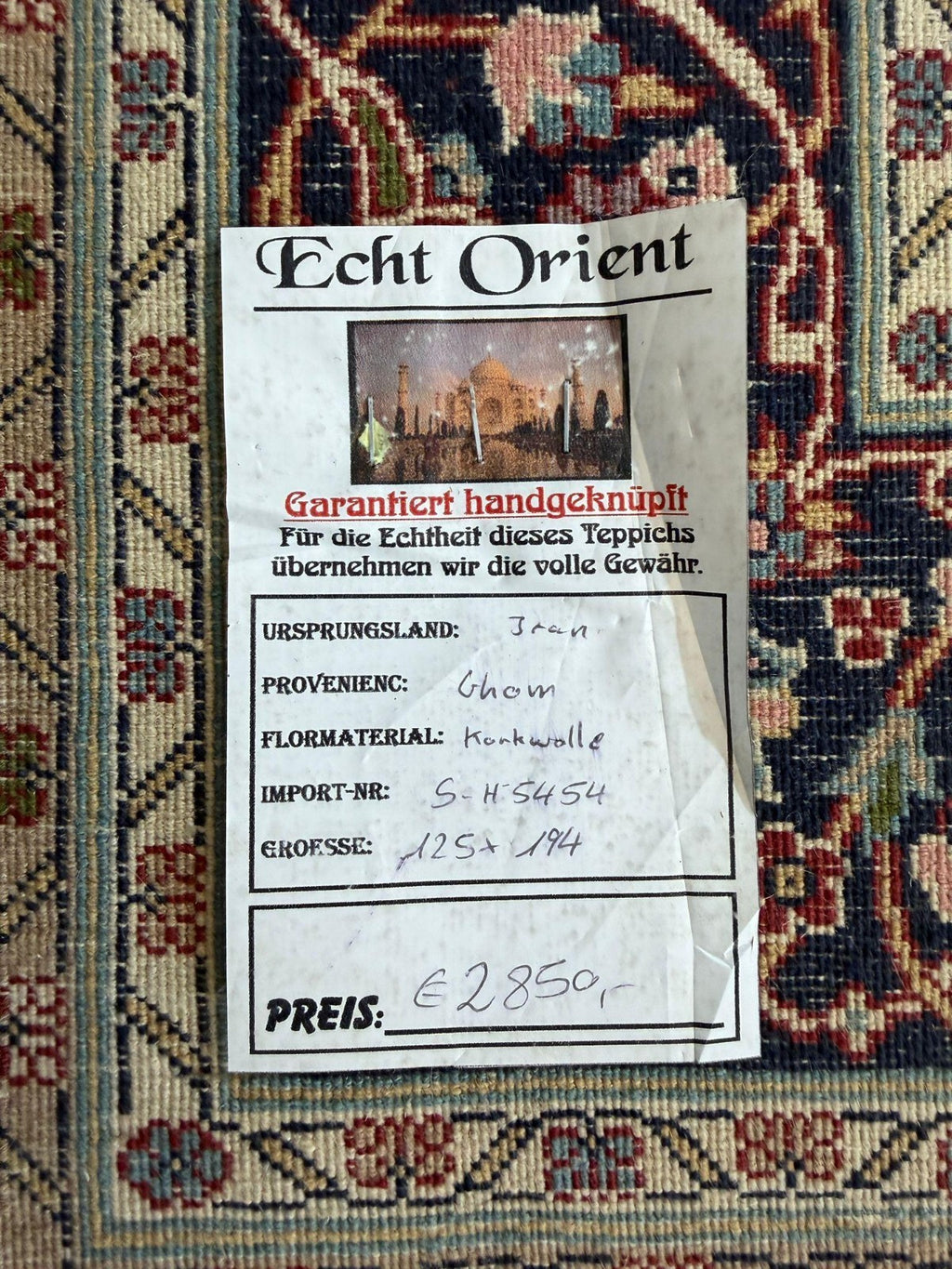 Schöner Ghom GEREINIGT  193cmx124cm Orientteppich Perserteppich Teppich G0276