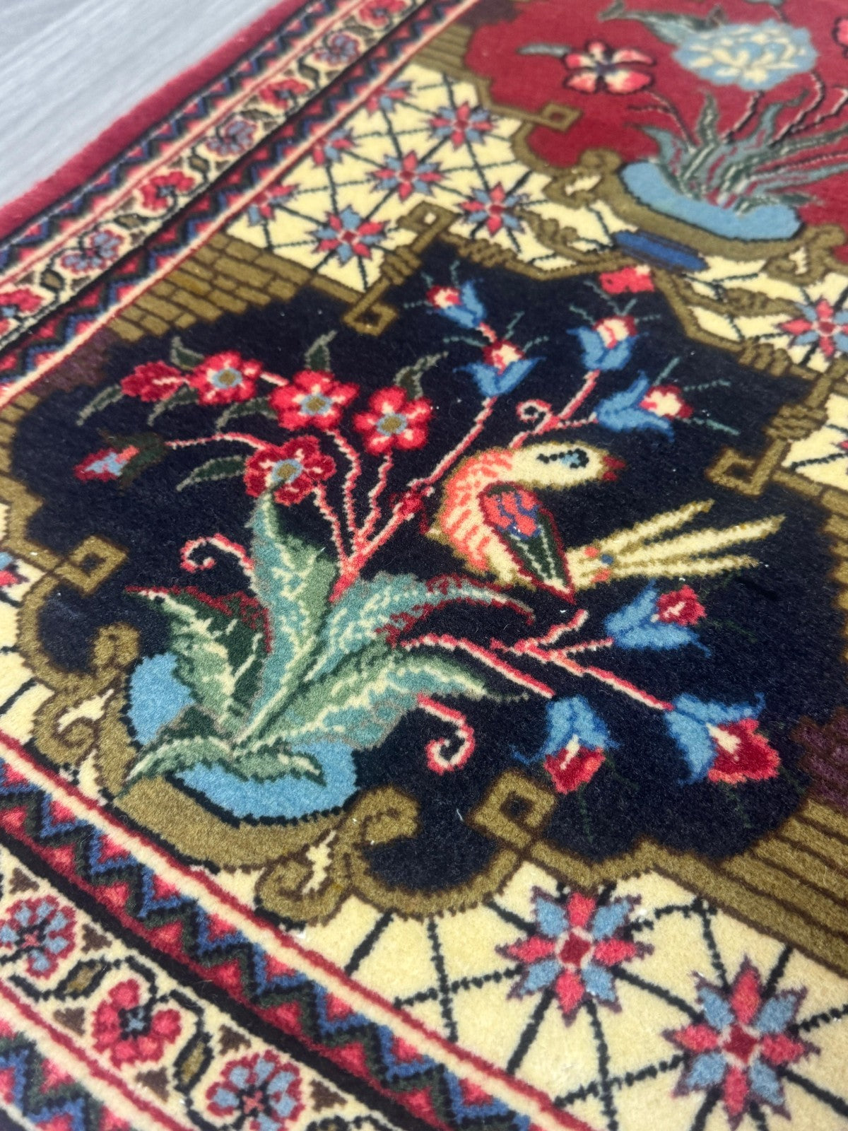 Feiner Täbriz GEREINIGT Orientteppich Perserteppich Teppich 87cmx63cm G0179