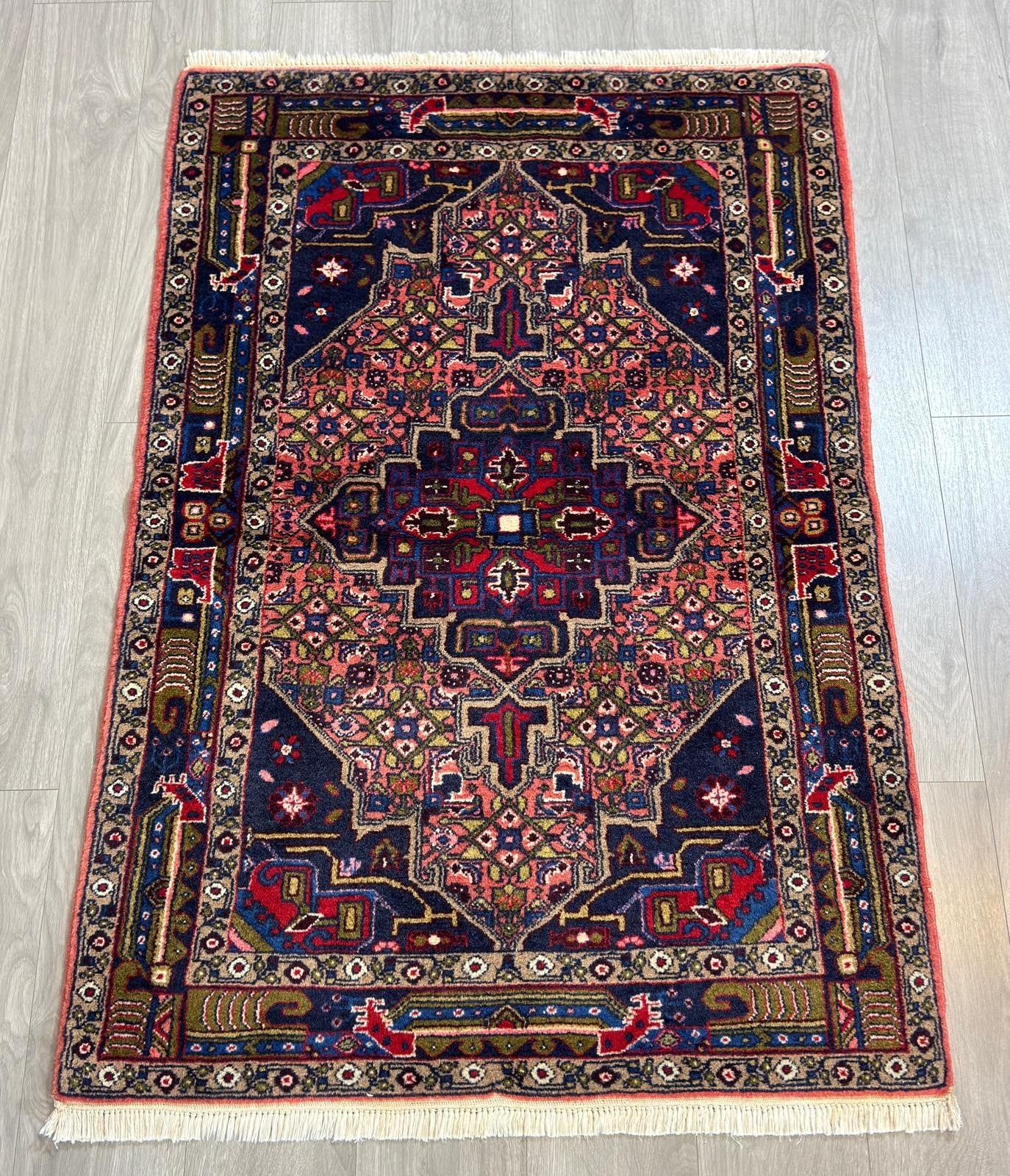 Vintage Malayer GEREINIGT Orientteppich Perserteppich 150 cm x 100  cm G0298