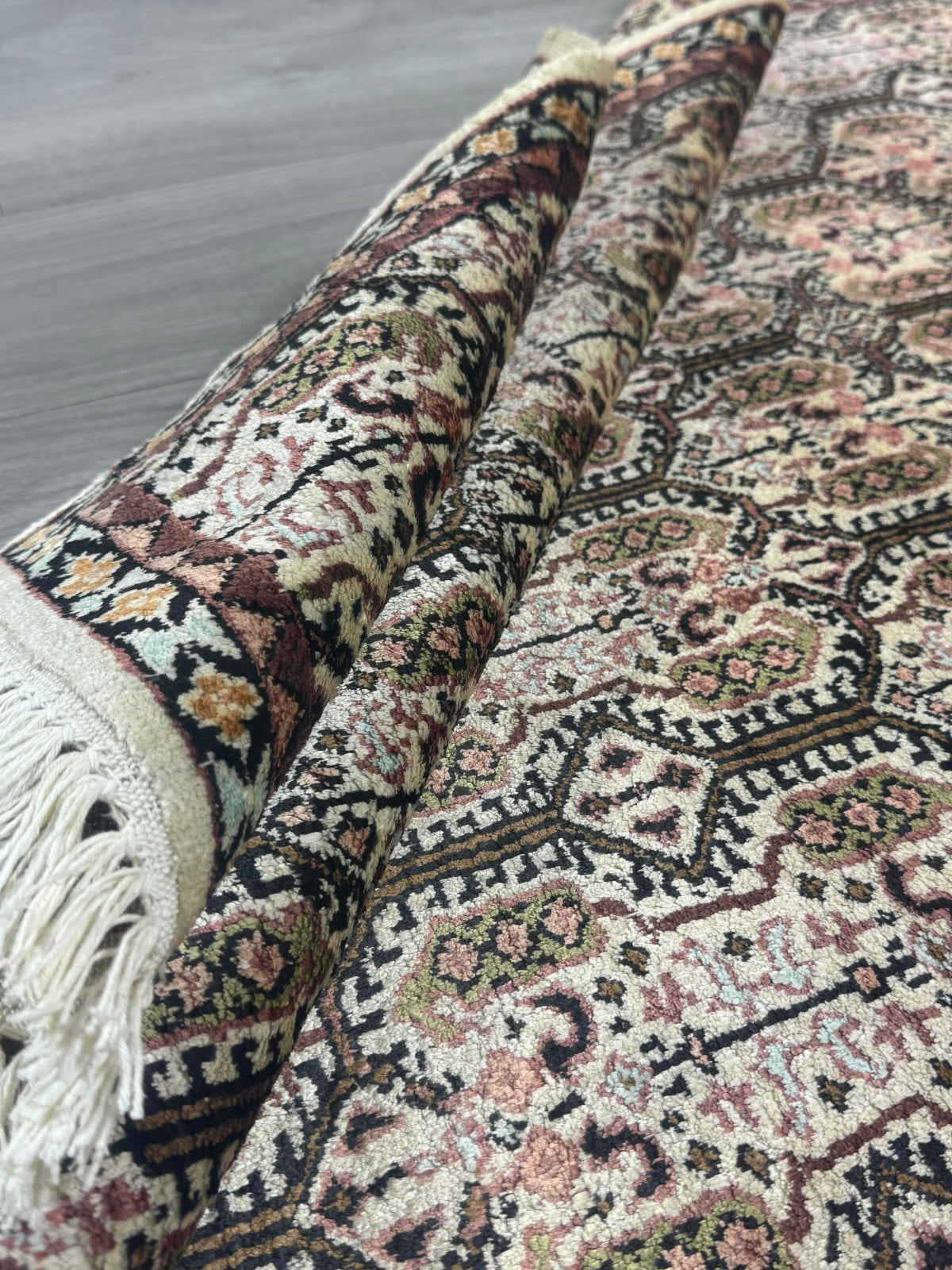 Kaschmir SEIDE GEREINIGT Orientteppich Perserteppich  Teppich 121cm x81cm G0187