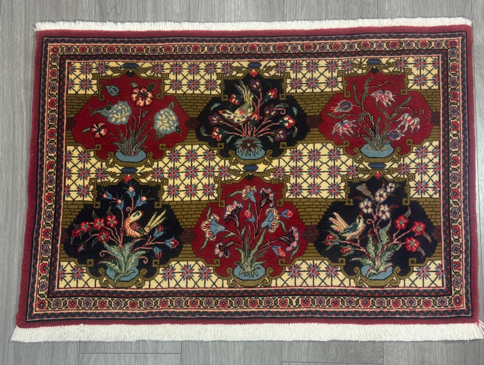 Feiner Täbriz GEREINIGT Orientteppich Perserteppich Teppich 87cmx63cm G0179