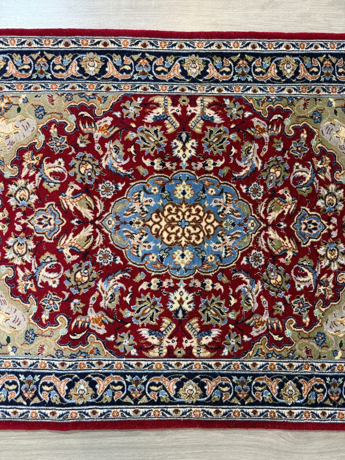 Isfahan mit SEIDE GEREINIGT Orientteppich Perserteppich 98 cm x 71 cm G0269