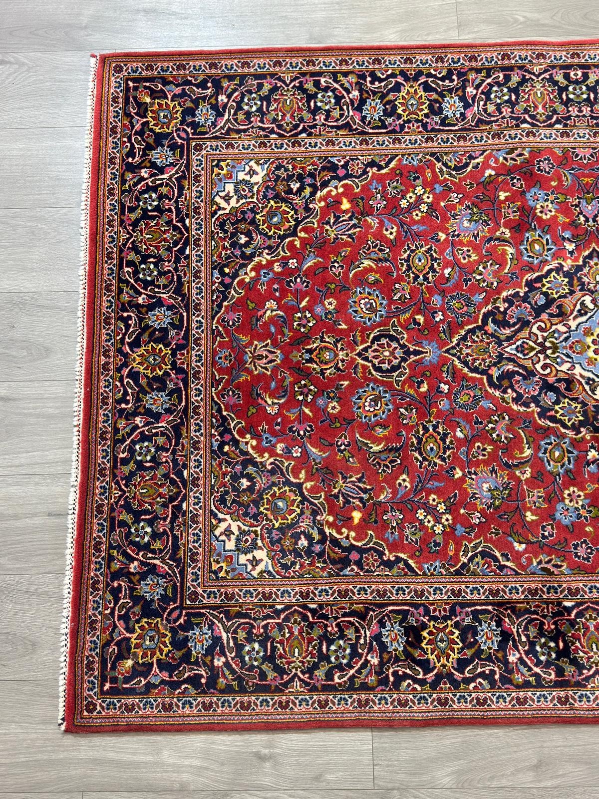 Schöner Keshan GEREINIGT Orientteppich Perserteppich 215cm x 140cm G0300