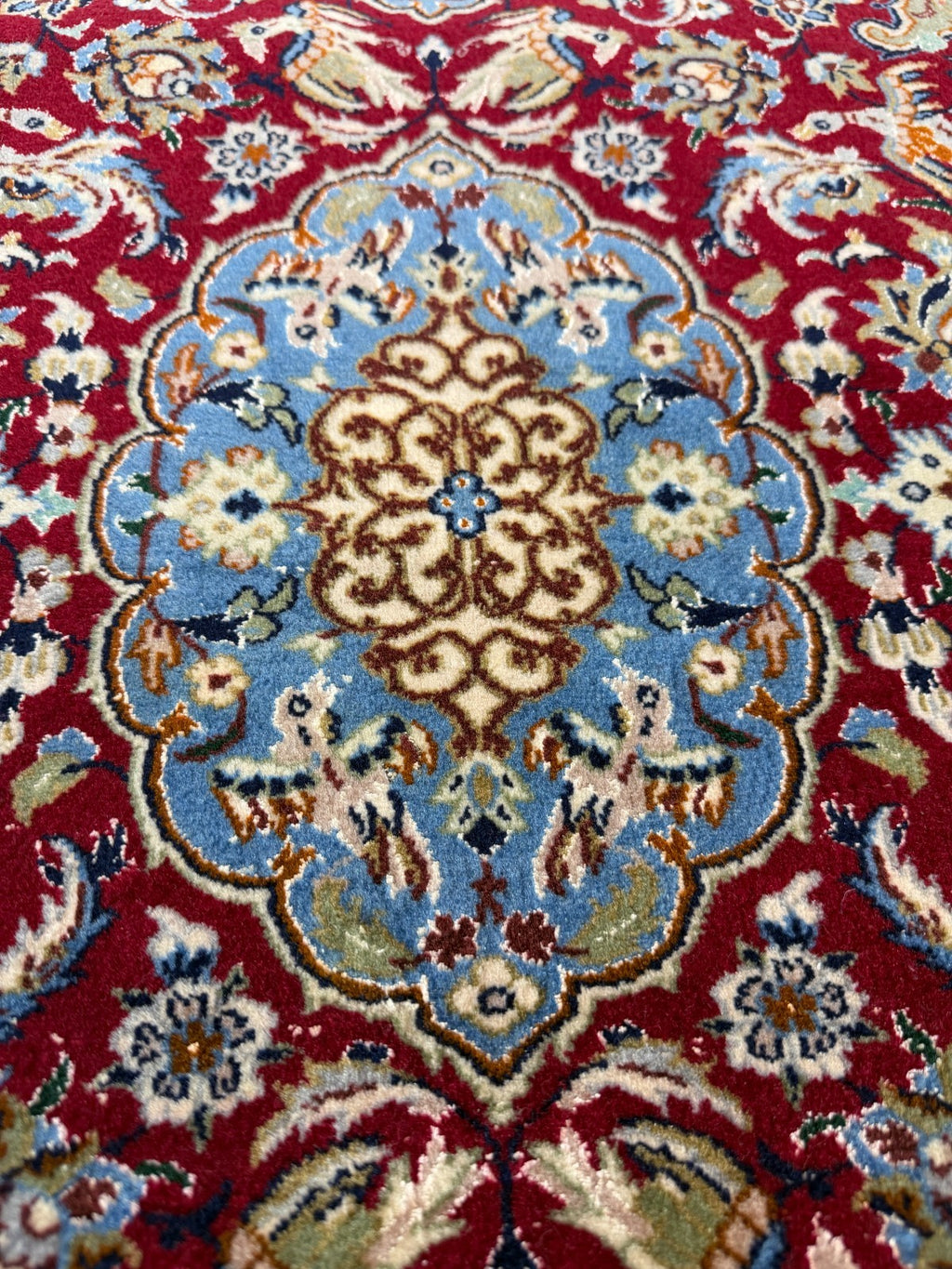 Isfahan mit SEIDE GEREINIGT Orientteppich Perserteppich 98 cm x 71 cm G0269