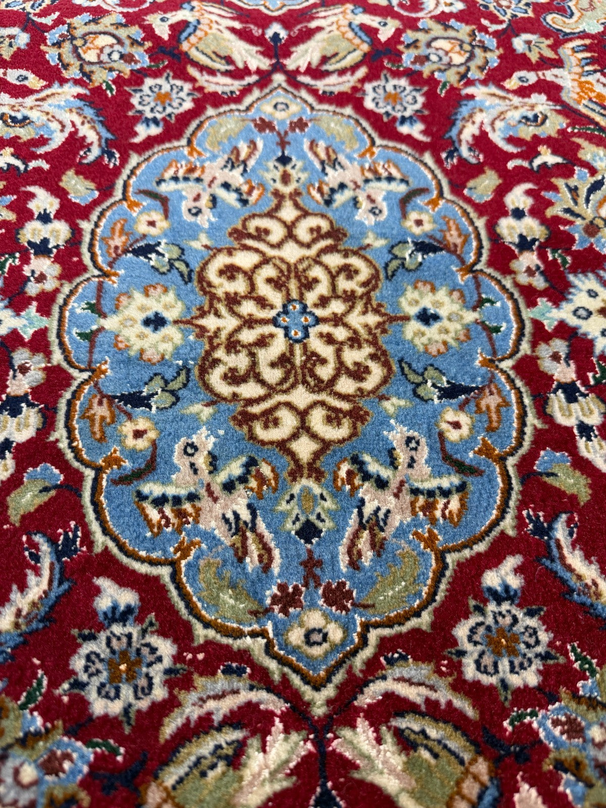 Isfahan mit SEIDE GEREINIGT Orientteppich Perserteppich 98 cm x 71 cm G0269