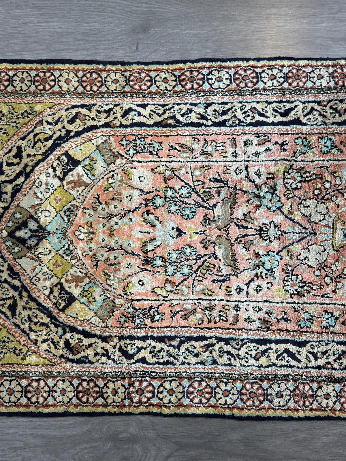 Echter Ghom Seide GEREINIGT Orientteppich Perserteppich 84cmx55cm G0261