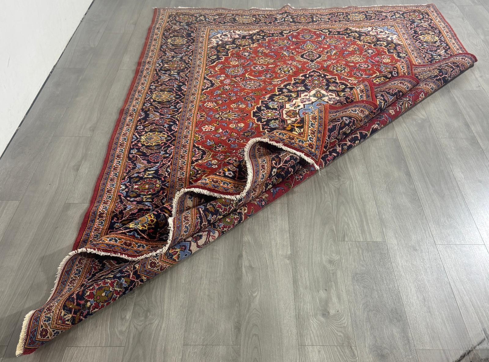 Schöner Keshan Gereinigt Orientteppich Perserteppich  Teppich 309cm x210cm G0288